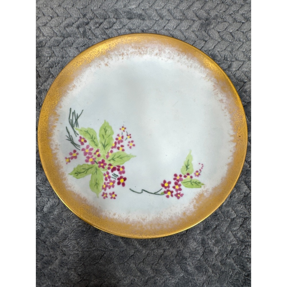 Hutschenreuther Selb Bavaria Porcelain Plate Gold Encrusted Floral Hand Painted